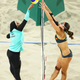 Doaa Elghobashy of Egypt and Kira Walkenhorst of Germany compete.